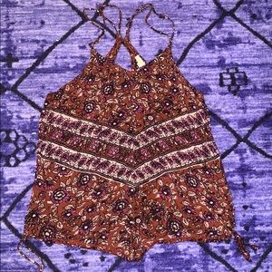 Boho color pattern shorts romper